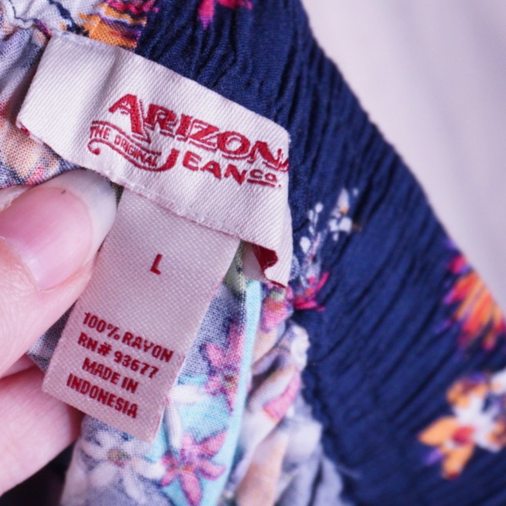 24) ARIZONA Floral Brillant Colored Layered Flowy Skirt w. Elastic Back Sz. L - Picture 5 of 7